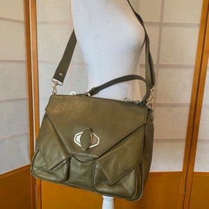Alexis Hudson Arlene Green Metallic Leather Shoulder Bag - Large